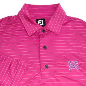FootJoy Men's XL Tall? Pink Striped Short Sleeve Stretch Golf Polo Shirt CM Logo